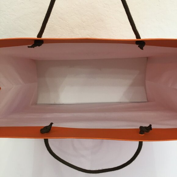 Hermes Shopping Bag 18" x 16" x 6.5" X-Large Orange Paper Gift Bag Authentic - Picture 14 of 15